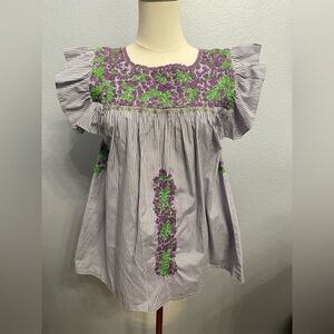 Mi Golondrina Lavender Embroidered Top